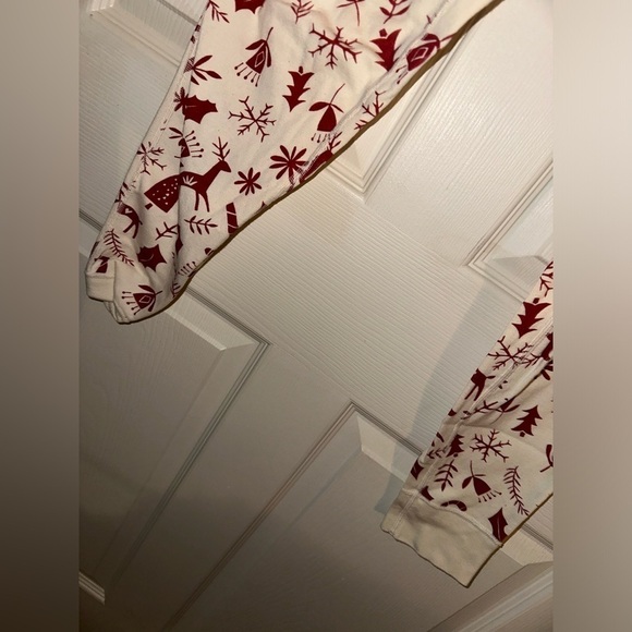 Hanna Andersson women’s cream red Christmas holiday print pajama jogger pants M - Picture 3 of 8